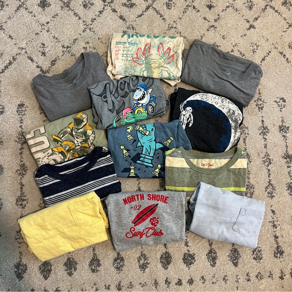 Boys T-Shirt Bundle: 12 Short Sleeve Janie & Jack + Cat & Jack T-Shirts Medium 8
